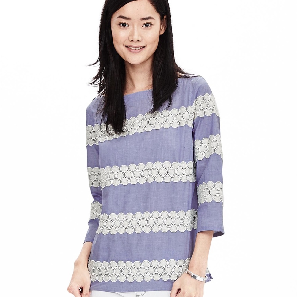 Banana Republic chambray lace top